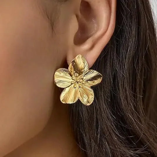 PENDIENTES DE ARO FLORA DORADOS
