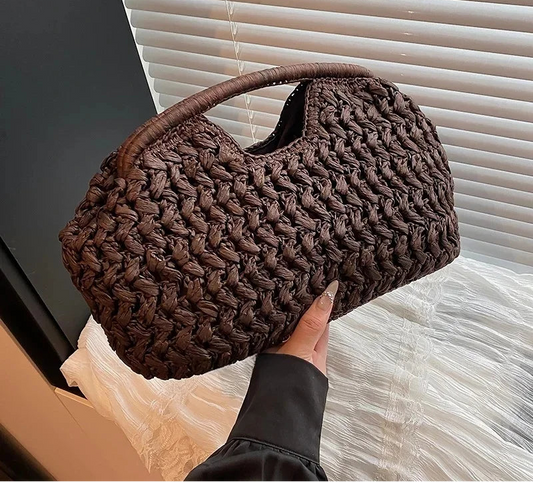 BOLSO CAPRI DE PAJA en color Café — Noembre