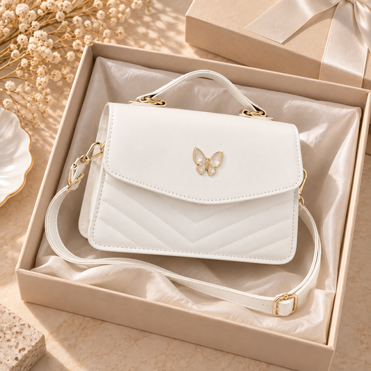 BOLSO BANDOLERA LIVIA MARIPOSA en color Blanco — Noembre