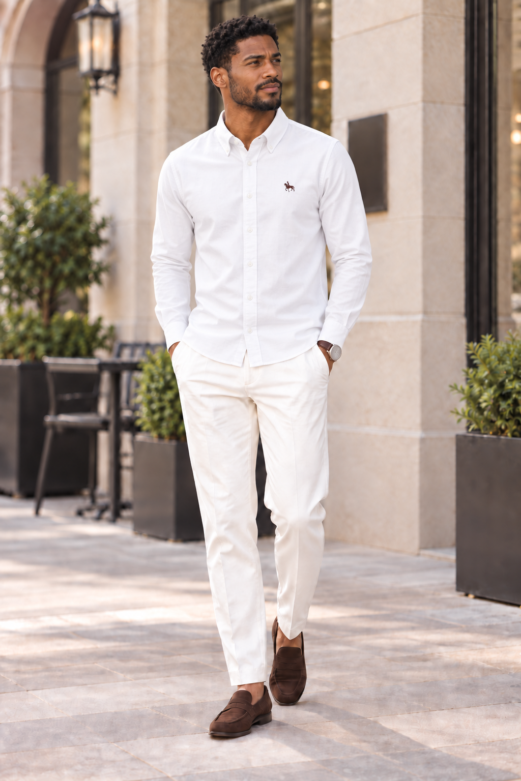 CAMISA OXFORD ELIAS en color Rallas crema — Noembre