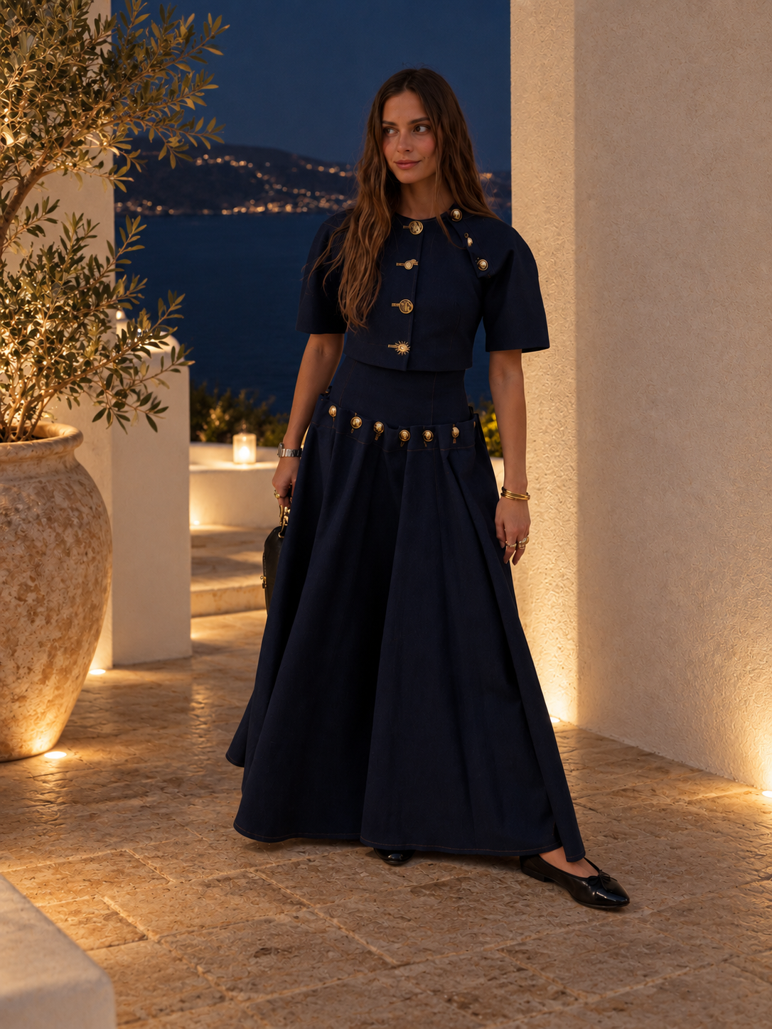 CONJUNTO MAXI VERONA ESTAMPADO en color Azul oscuro — Noembre