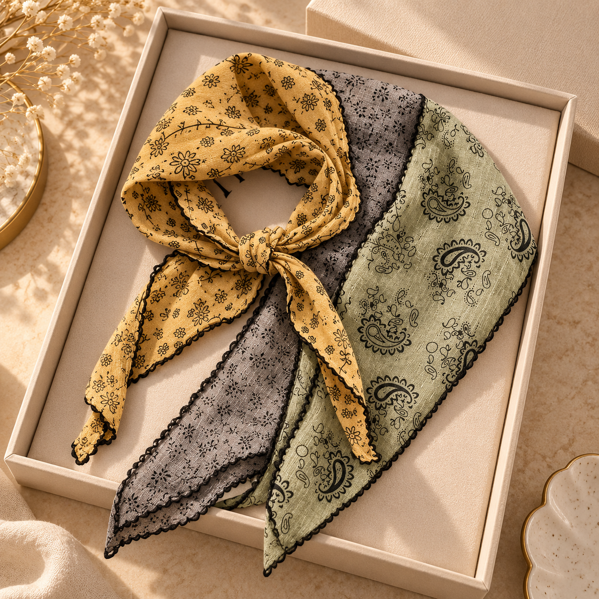 PAÑUELO SORA ESTAMPADO en color Gris — Noembre