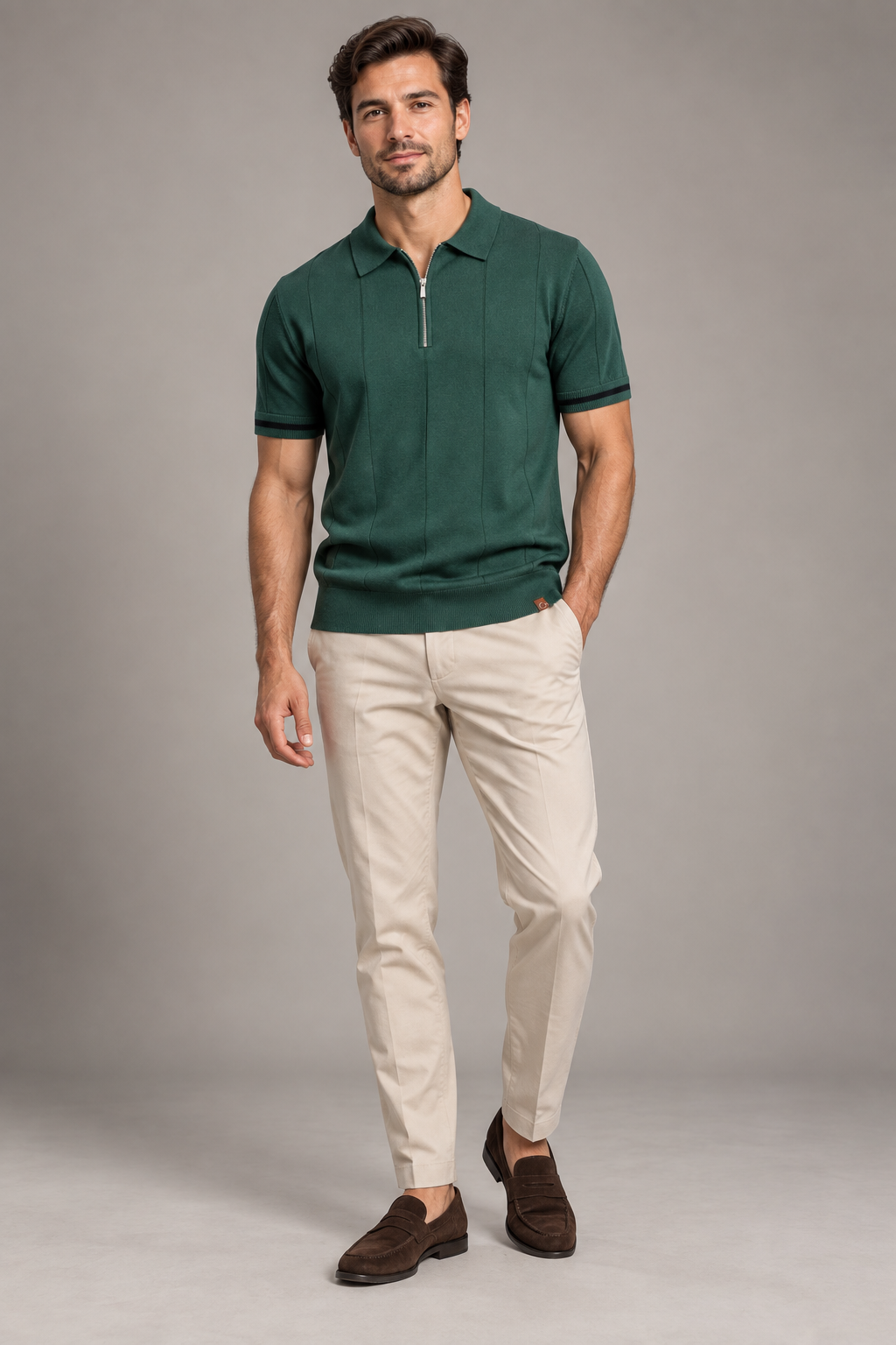 POLO DE PUNTO LUCA en color Verde — Noembre