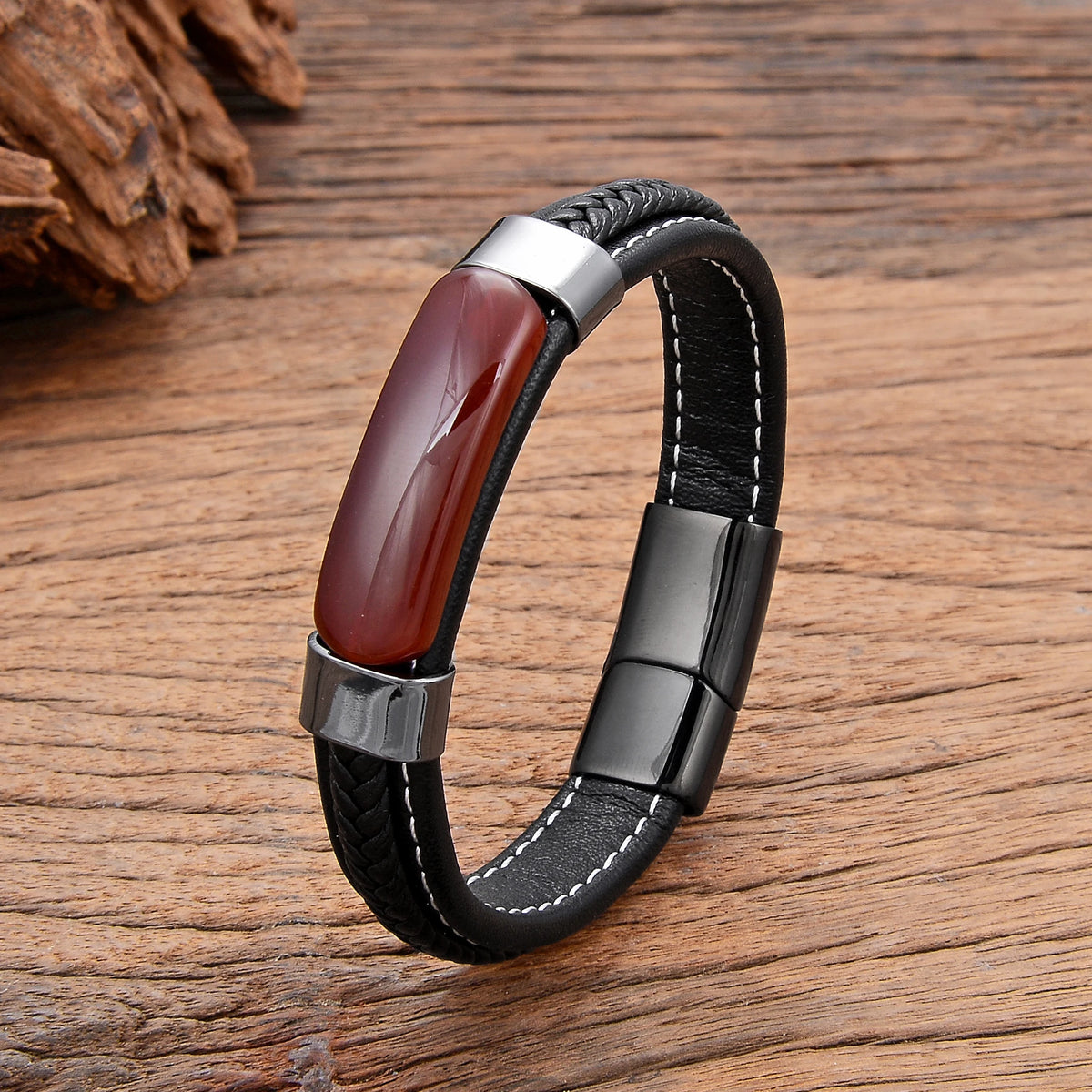 Obsidian™ – Pulsera de Piedra & Acero