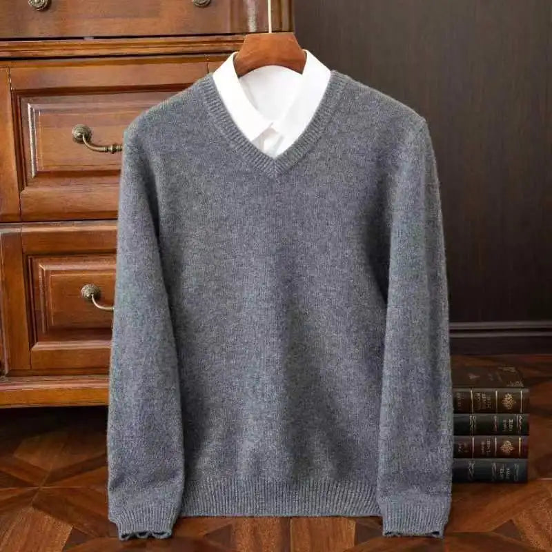 JERSEY DE LANA CUELLO PICO MATEO en color Azul claro — Noembre