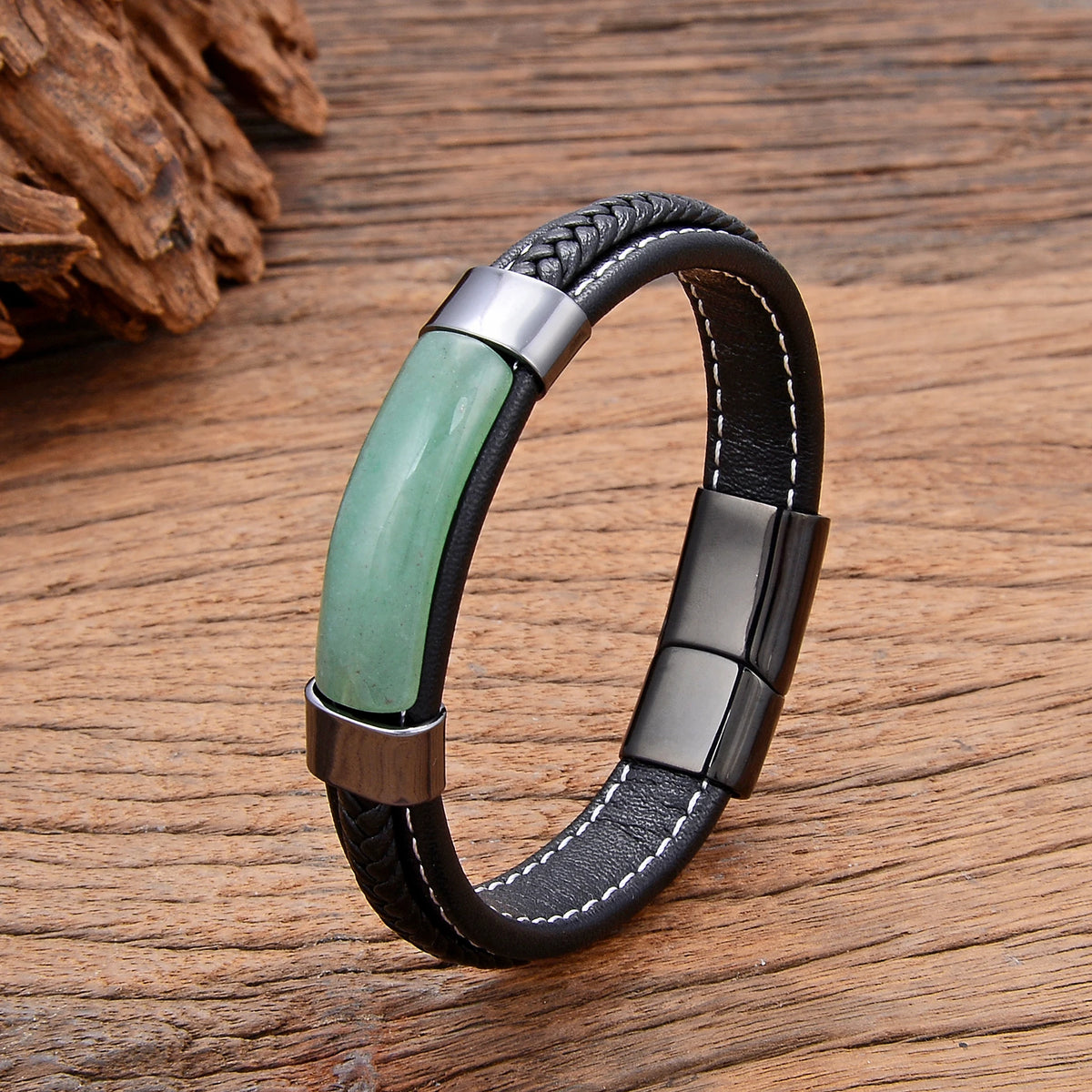 Obsidian™ – Pulsera de Piedra & Acero