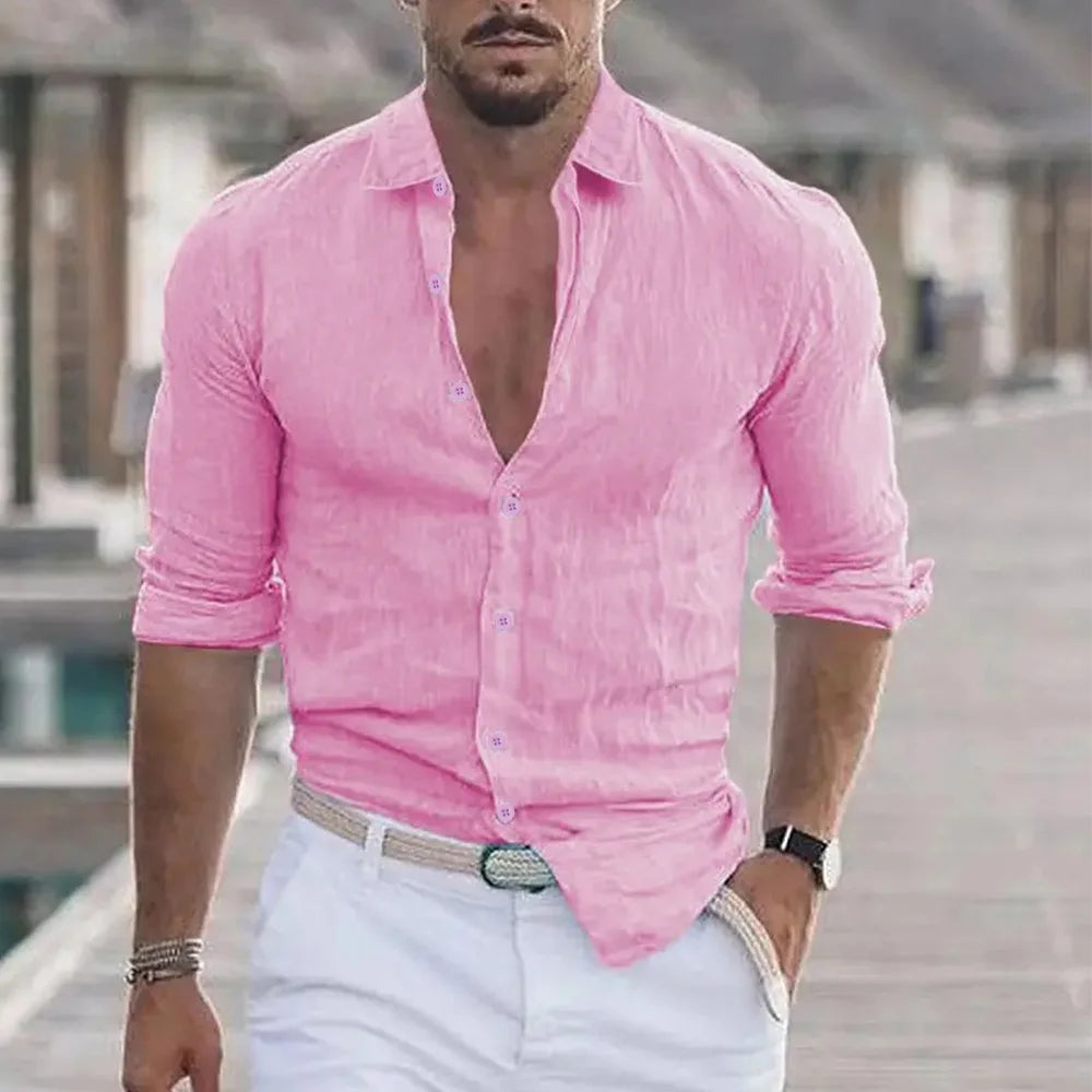 CAMISA CUELLO MAO ARES en color Azul cielo — Noembre