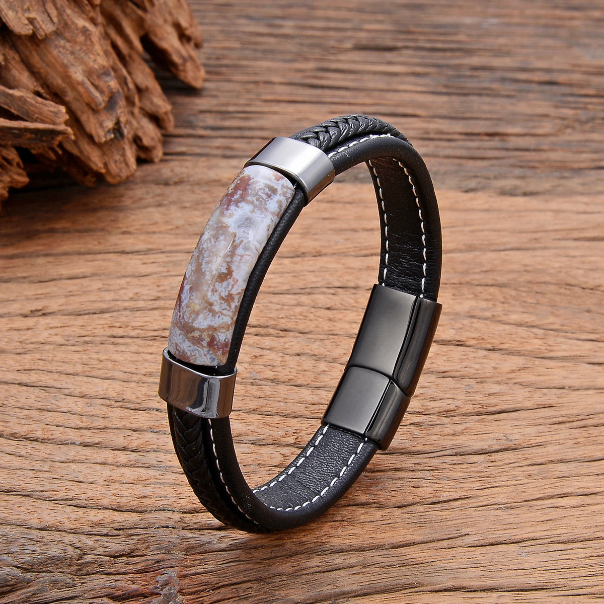 Obsidian™ – Pulsera de Piedra & Acero