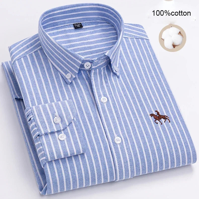 CAMISA OXFORD ELIAS en color Cuadrados pequeños blanca — Noembre