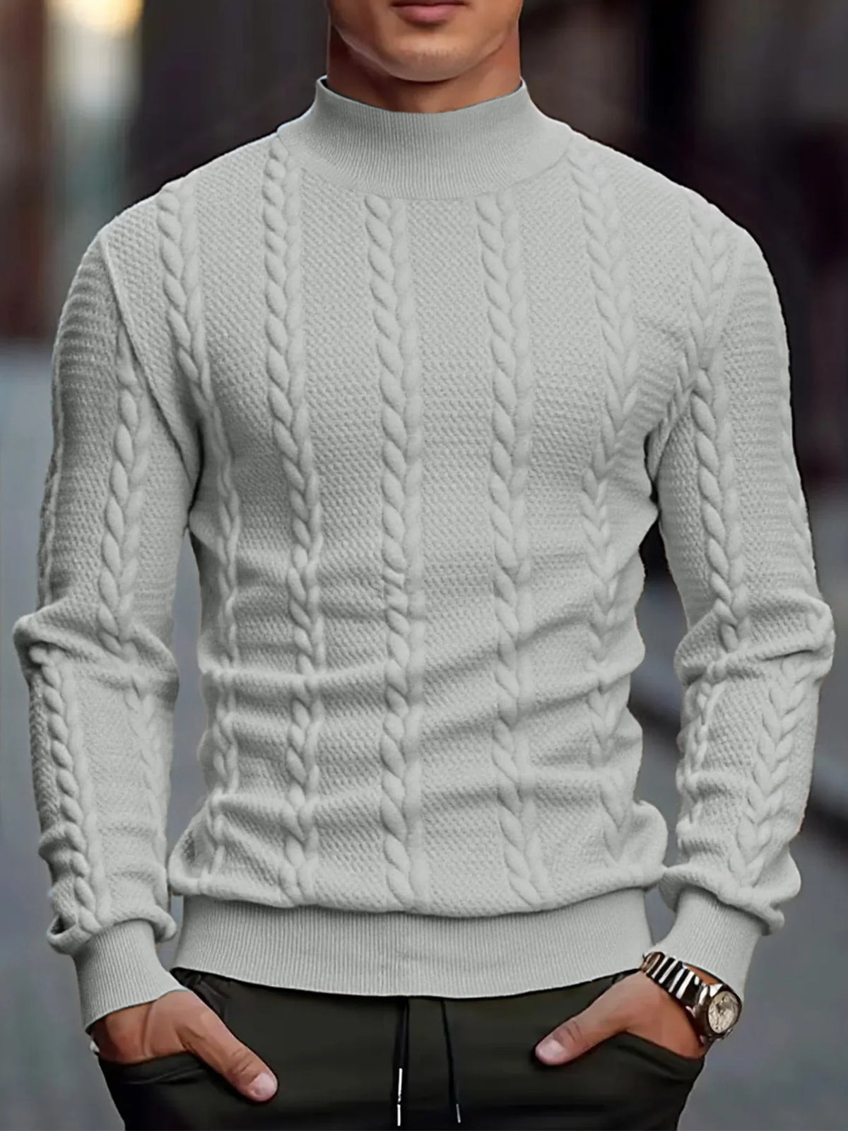 Milano Knit – Jersey de Cuello Alto en color Khaki — Noembre