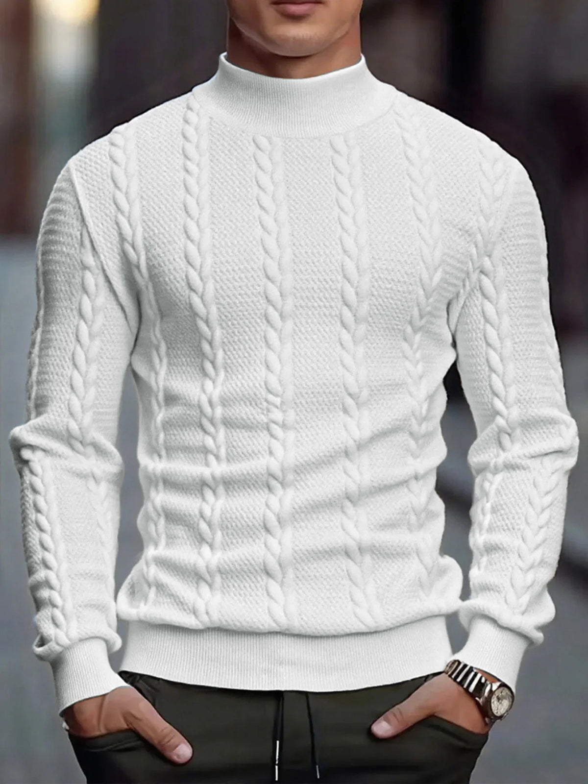 Milano Knit – Jersey de Cuello Alto en color Khaki — Noembre