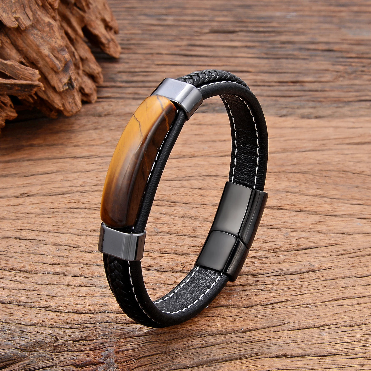 Obsidian™ – Pulsera de Piedra & Acero