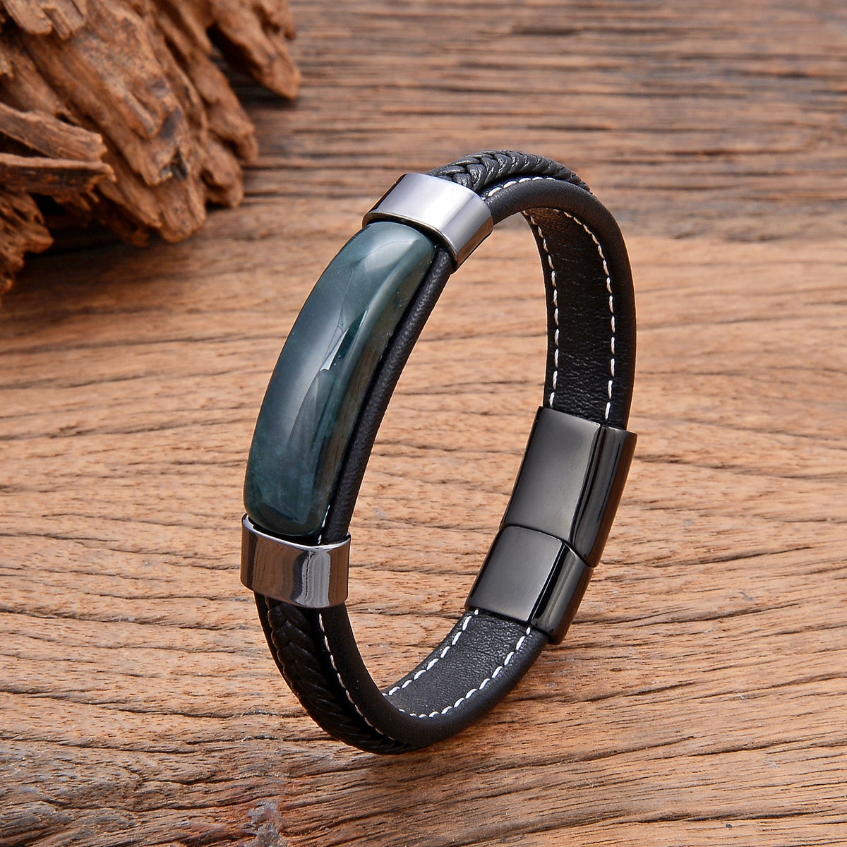 Obsidian™ – Pulsera de Piedra & Acero
