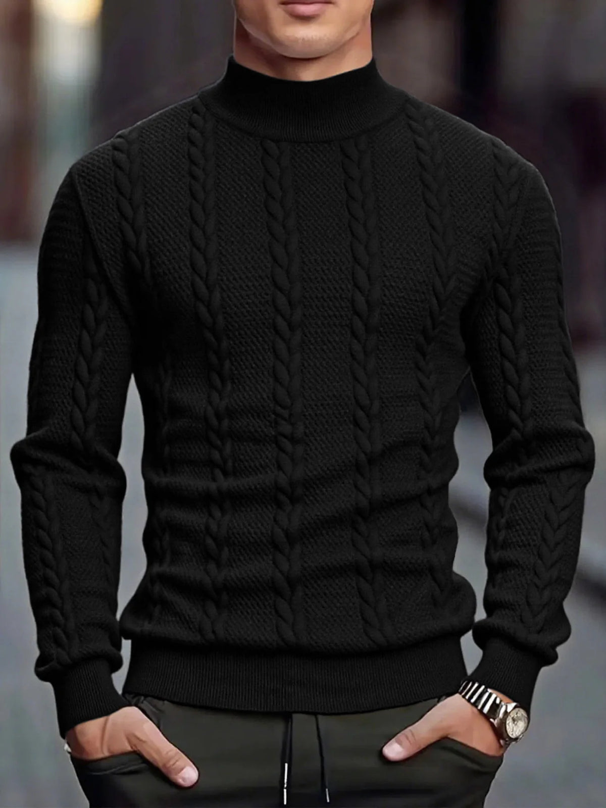 Milano Knit – Jersey de Cuello Alto en color Khaki — Noembre