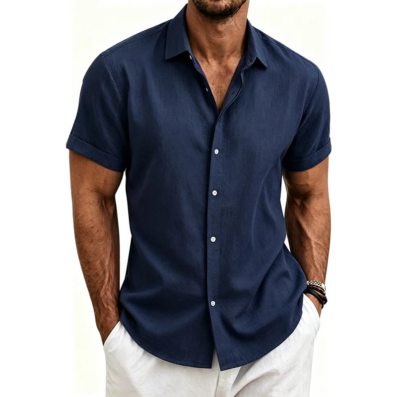 Monaco – Camisa Casual de Algodón en color Azul — Noembre