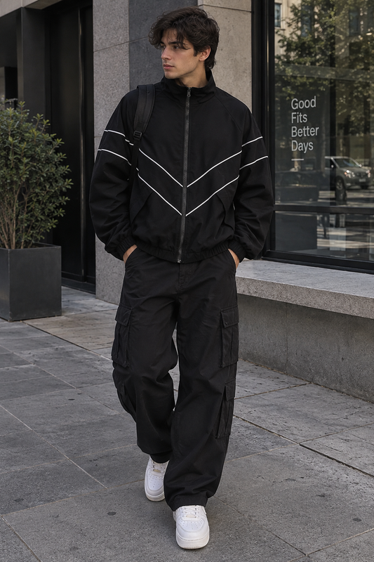 Seoul District – Chaqueta Loose Fit en color Negro — Noembre